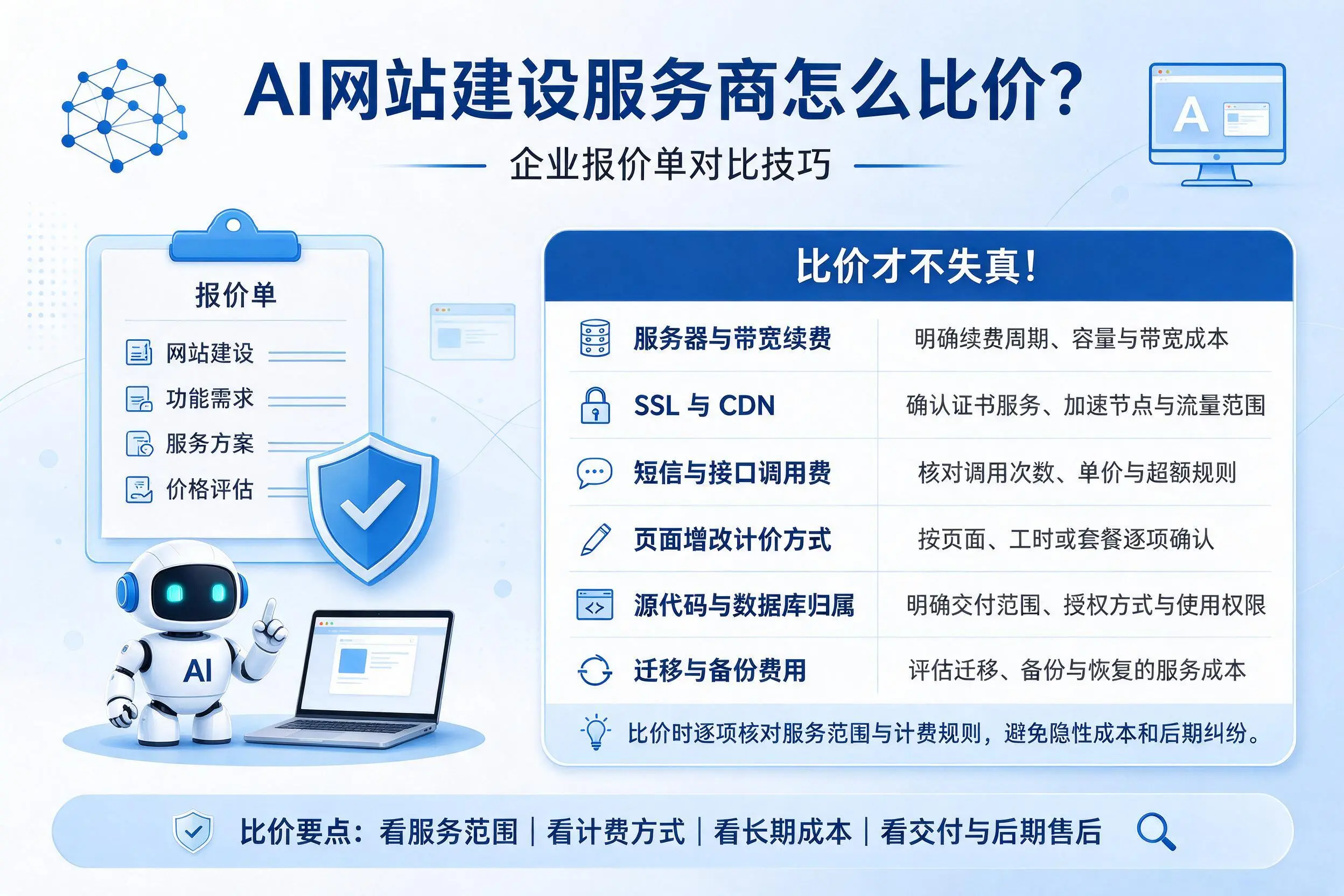 AI网站建设服务商怎么比价?临汾企业报价单对比技巧