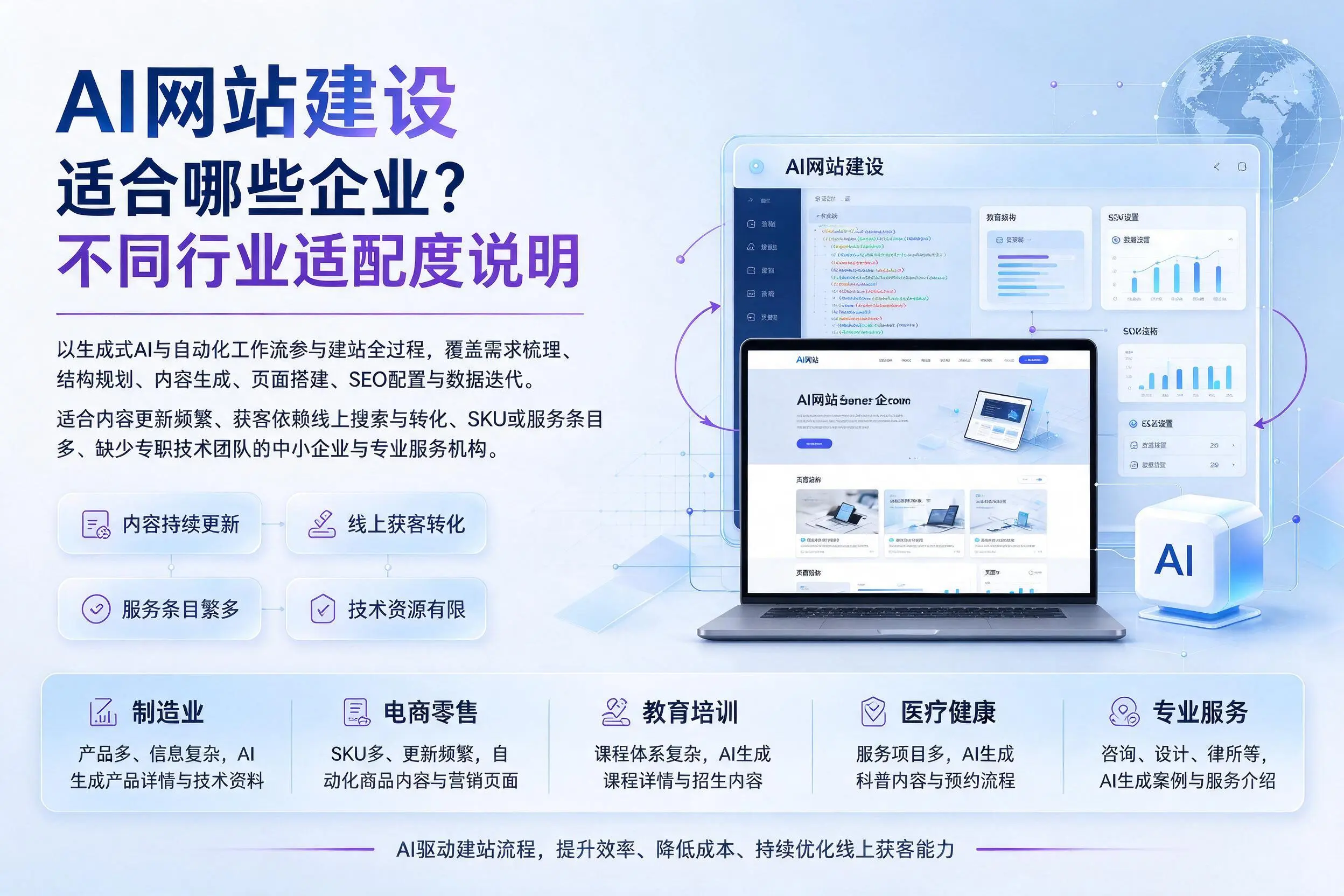 AI网站建设适合哪些企业？临汾不同行业适配度说明
